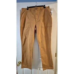 ReCreation Canvas Pants Large NWT 98% Cotton Stretch Waist Cargo Camel Brown L